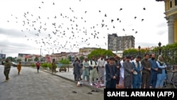 شماری از باشندگان کابل در حال ادای نماز عید در نزدیک مسجد شاه دوشمشیره در شهر کابل. June 28, 2023