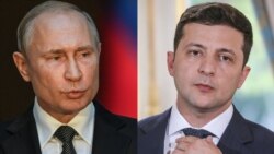 Рускиот и украинскиот претседател, Владимир Путин и Володимир Зеленски.