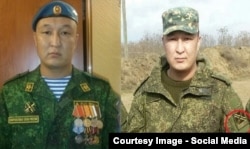 Один и тот же военный - слева в форме российской армии, справа - в камуфляже с шевроном "Новороссии"