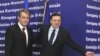 Бельгія - Президент Єврокомісії Жозе Мануел Баррозу вітає Президента України Віктора Ющенко у штаб-квартиру ЄС, Брюссель, 27 січня 2009 р.