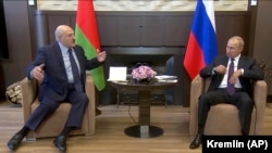 Întâlnirea dintre președintele rus Vladimir Putin și omologul său din Belarus, Alexandr Lukașenko- Soci, septembrie 2020.
