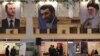 تصاویر علی خامنه‌ای (راست) رهبر جمهوری اسلامی، محمود احمدی‌‌نژاد، رئیس‌جمهور سابق ایران، و بشار اسد، رئیس‌جمهور مخلوع سوریه، در نمایشگاهی در تهران