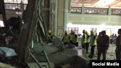 На месте падения крана в Мекке образовалась большая дыра.