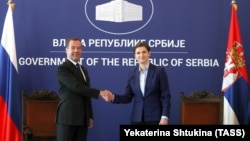 Ռուսաստանի և Սերբիայի վարչապետեր Դմիտրի Մեդվեդևը և Անա Բրնաբիչը, Բելգրադ, 19-ը հոկտեմբերի, 2019թ. 