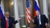 Дональд Трамп (л) і Володимир Путін (п) на початку зустрічі в Хельсінкі, 16 липня 2018 року