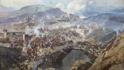 Взятие аула Ахульго русскими войсками. Картина Франца Рубо (1888)